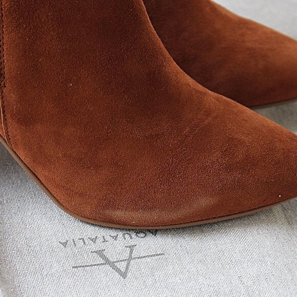 New in Box Aquatalia "Sierra" Water Resistant Suede Ankle Bootie - Ginger - 10 - Picture 4 of 11